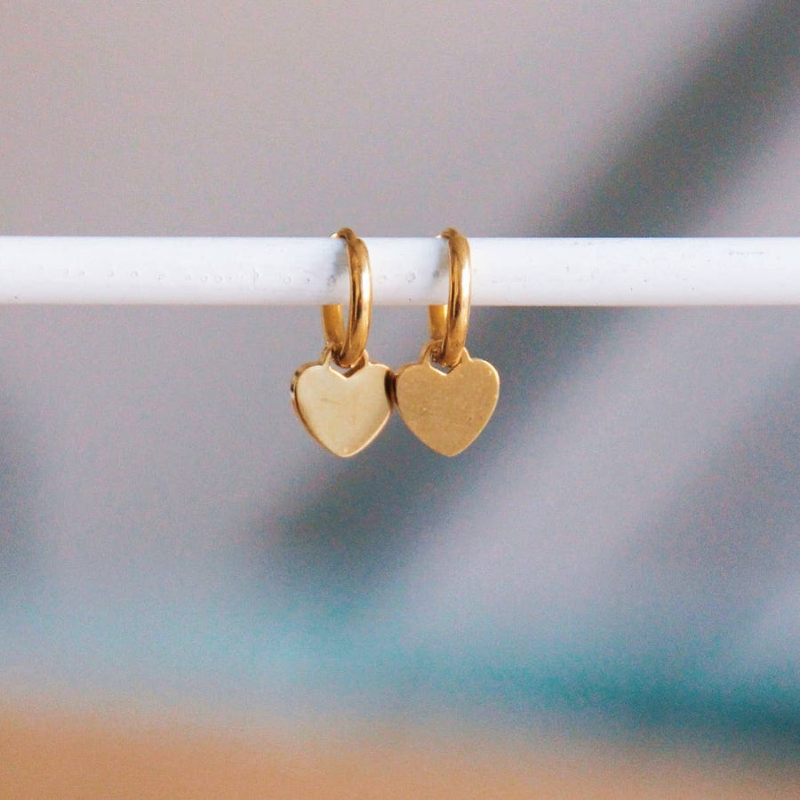 Mini Heart Hoop Earrings - Gold