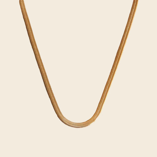 Flat snake chain necklace in gold
