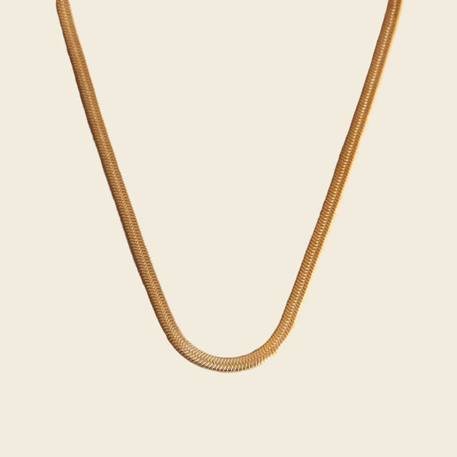 Flat snake chain necklace in gold