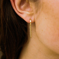 Chain Drape Hoop Earrings - Gold - additional view 2