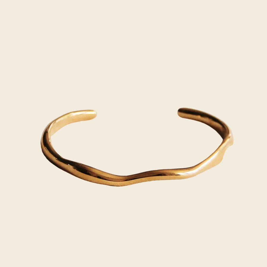 Wave Cuff Bangle - Gold