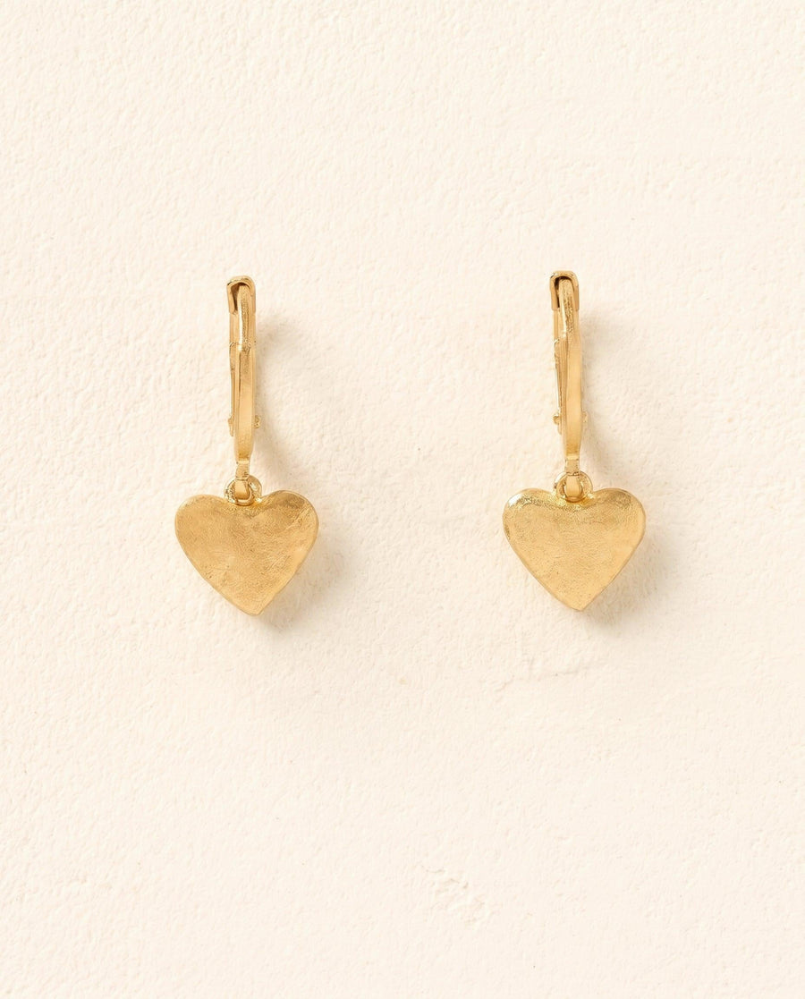 Heart Drop Earrings - Gold