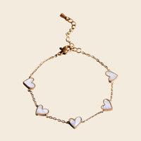 Mother-of-Pearl Heart Bracelet - Gold