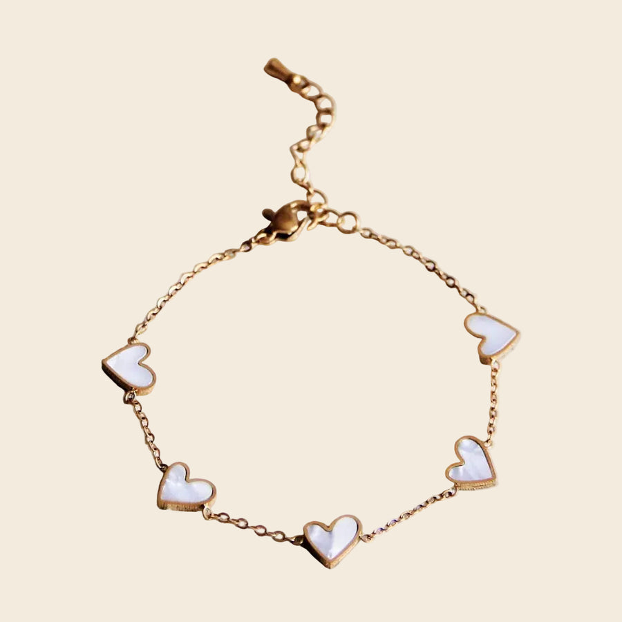Mother-of-Pearl Heart Bracelet - Gold