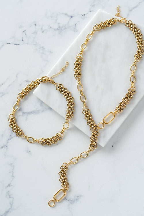 Chunky Gold Lariat Necklace
