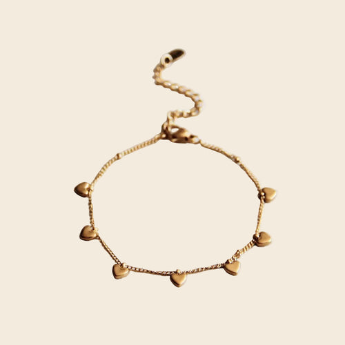 Mini Hearts Charm Bracelet - Gold