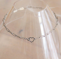 D-Chain Necklace with Heart Closure - Silver - additional view 2
